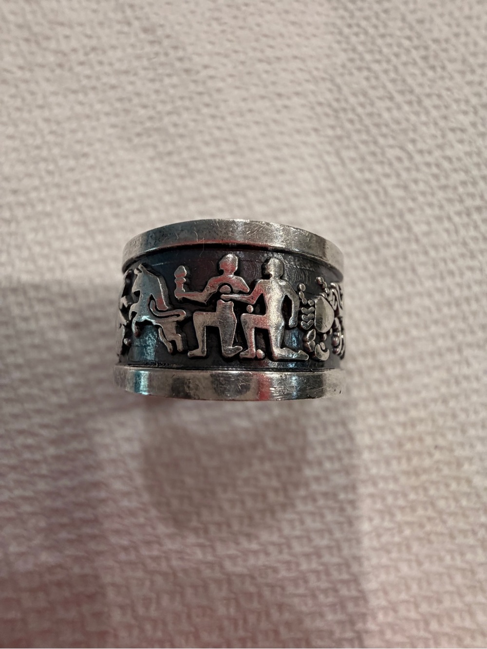 Rare 925 Sterling Silver Vintage Mexico Mayan Sz 9 Band Ring